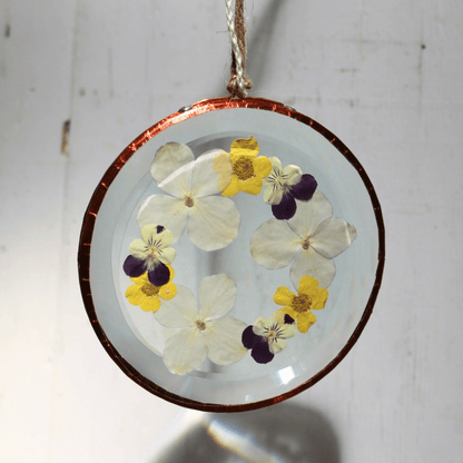 Hydrangea Ranger - Pressed Flower Suncatcher, Medium Round - The Flower Crate