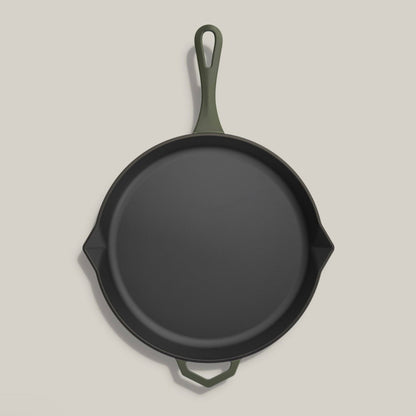 Ironclad Pan Co - 28cm Enamel Legacy Pan, Olive Leaf - The Flower Crate