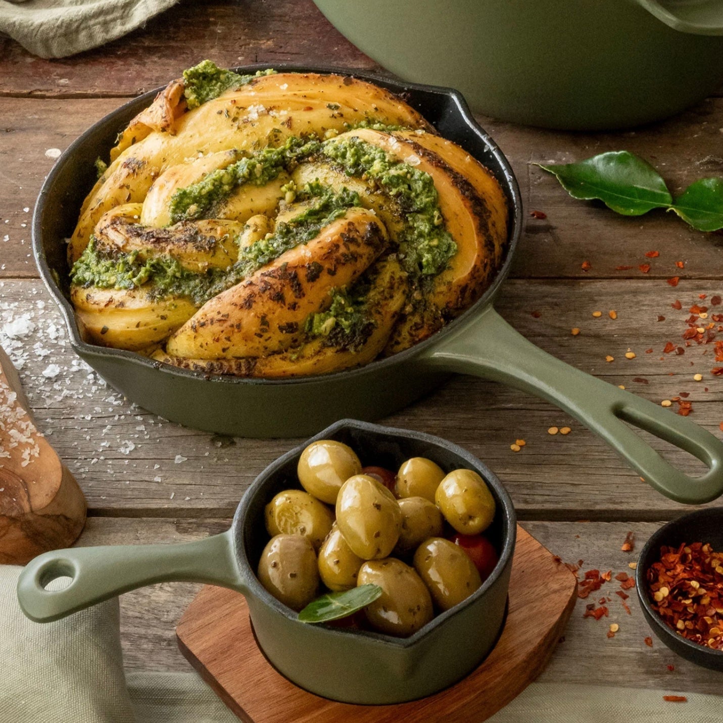Ironclad Pan Co - Enamel Lil Legacy 20cm Pan, Olive Leaf - The Flower Crate