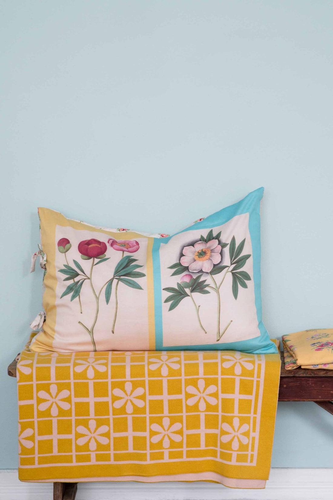 Lazybones - Organic Cotton Pillowcase Set, Peonies - The Flower Crate