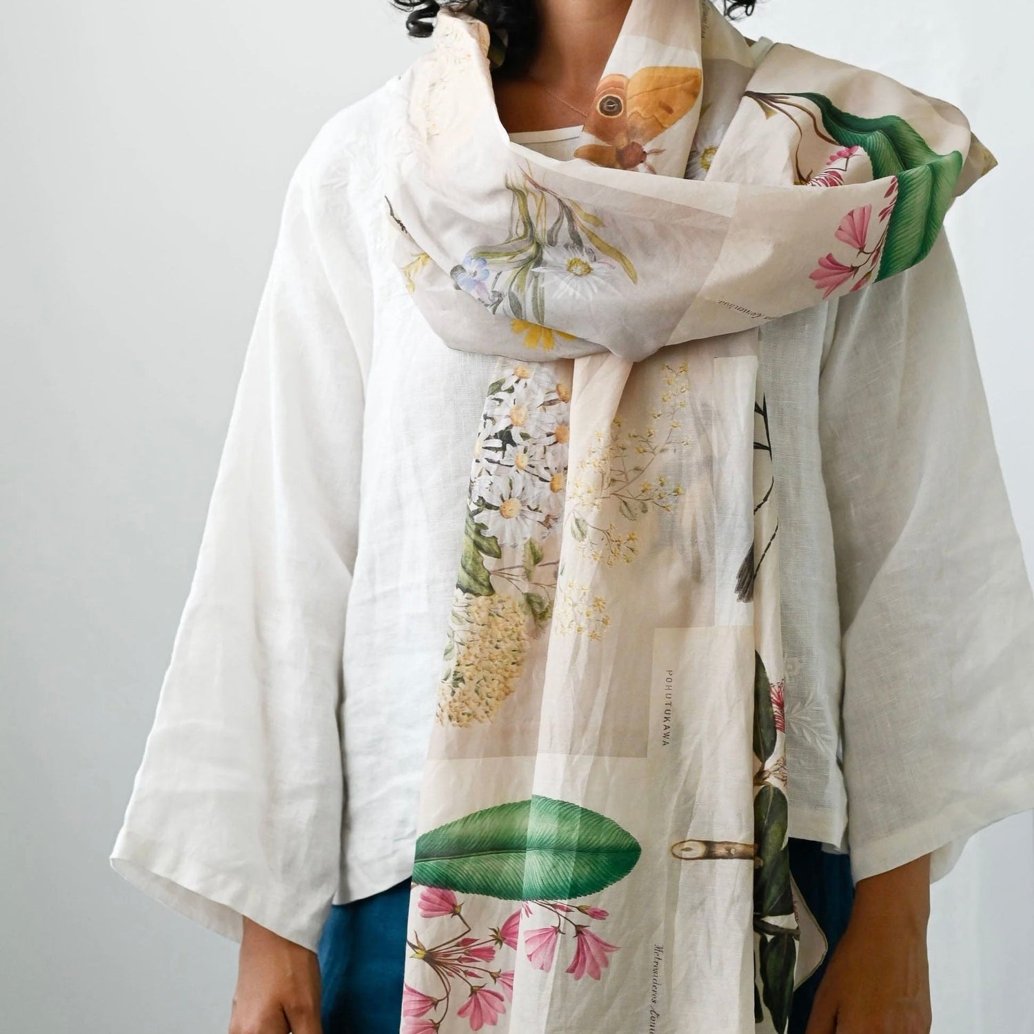 Lazybones - Silk &amp; Cotton Scarf, Natural World - The Flower Crate