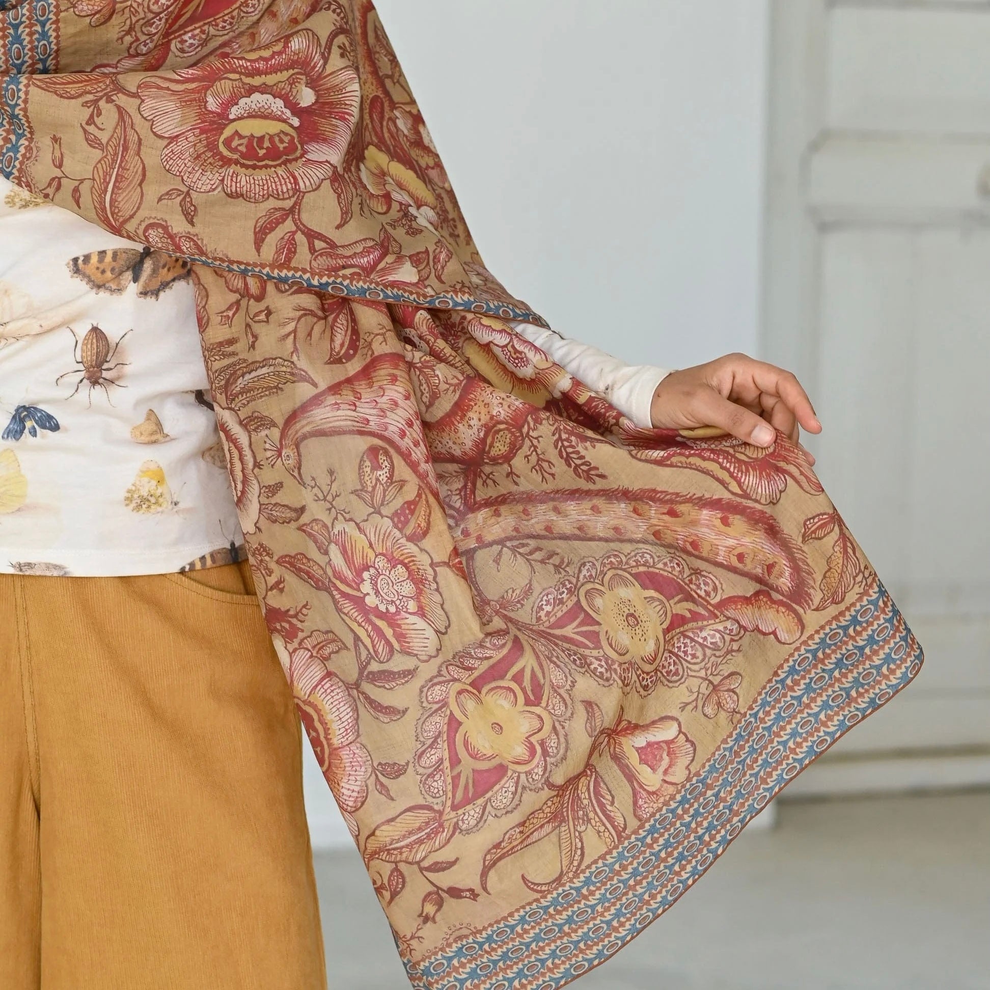Lazybones - Silk &amp; Cotton Scarf, Pheasant - The Flower Crate