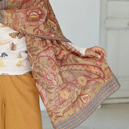 Lazybones - Silk &amp; Cotton Scarf, Pheasant - The Flower Crate