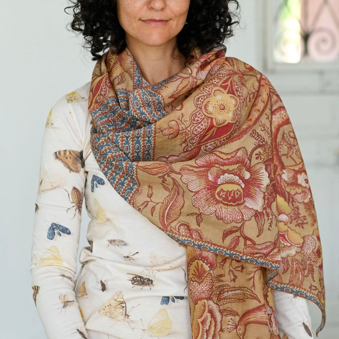 Lazybones - Silk & Cotton Scarf, Pheasant - The Flower Crate