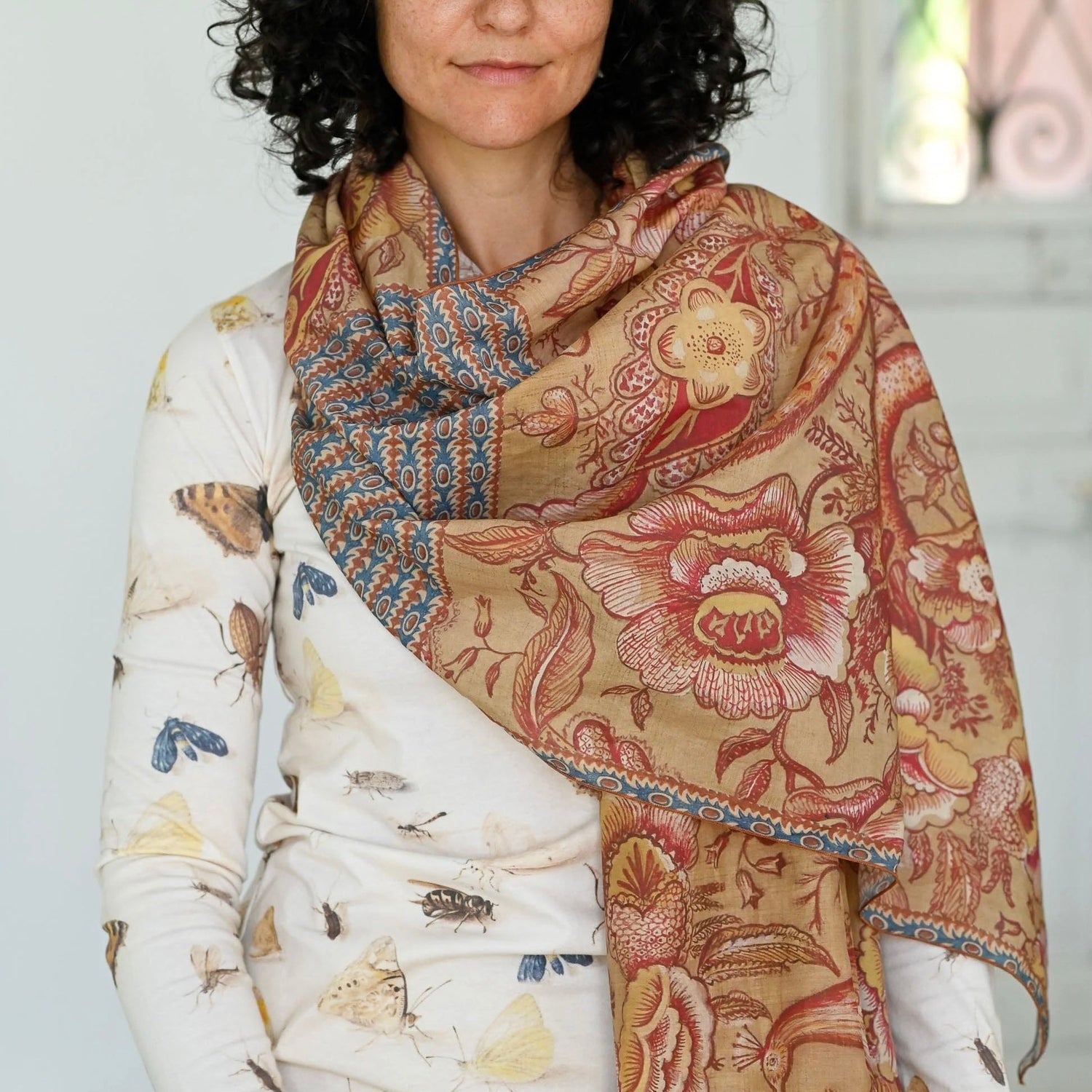 Lazybones - Silk &amp; Cotton Scarf, Pheasant - The Flower Crate