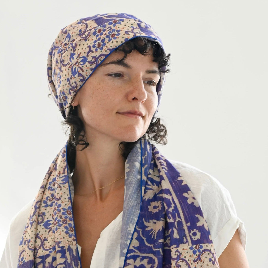 Lazybones - Silk &amp; Cotton Scarf, Ultramarine - The Flower Crate