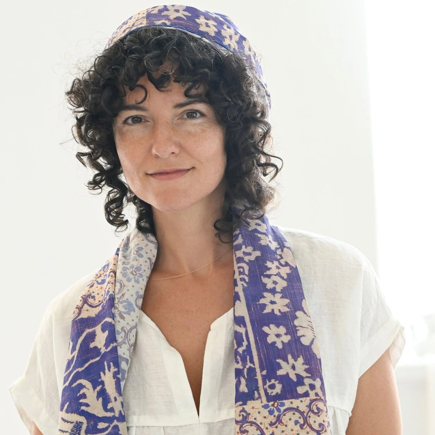 Lazybones - Silk &amp; Cotton Scarf, Ultramarine - The Flower Crate