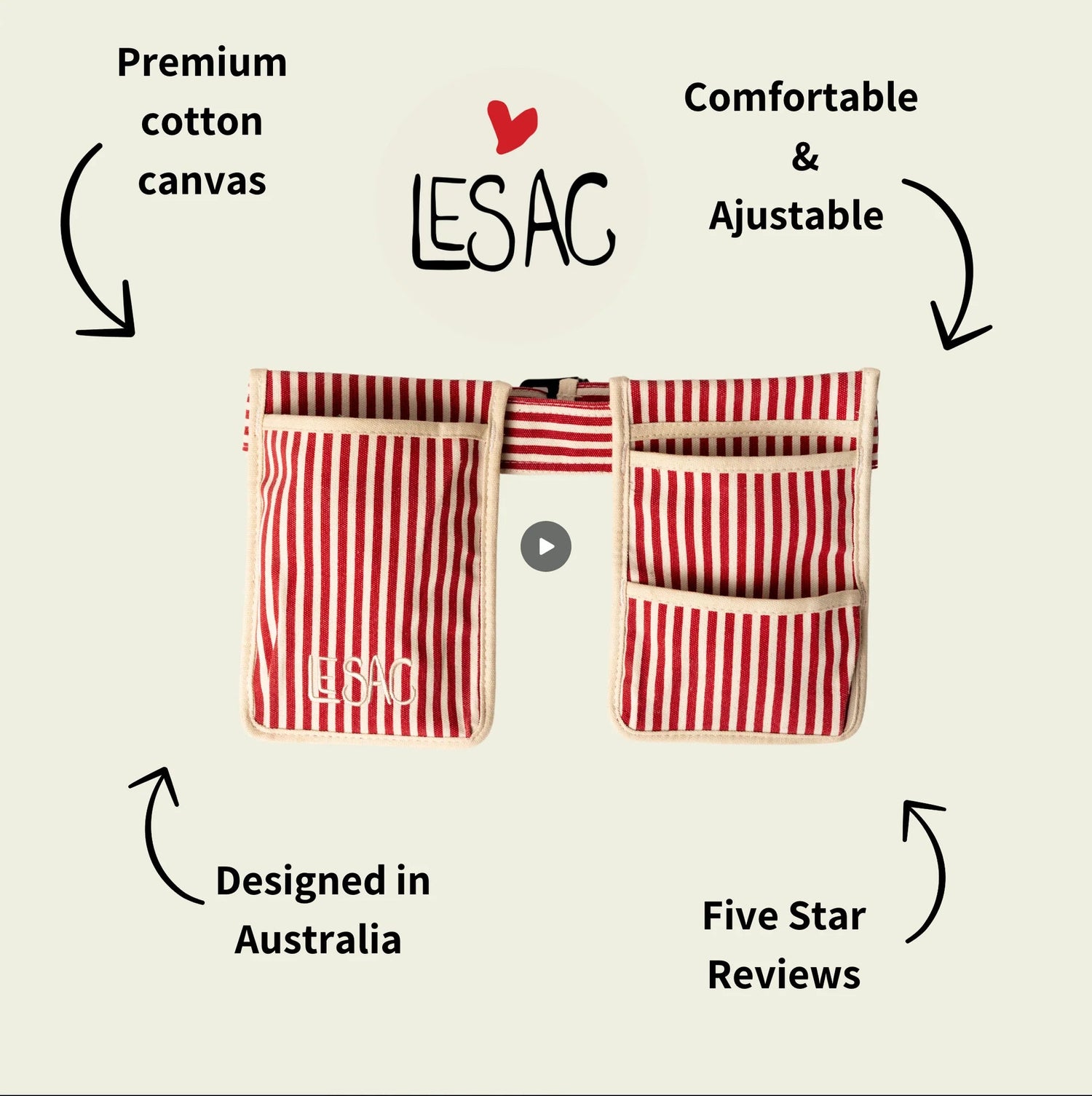 Le Sac - Red Stripe Garden Tool Belt - The Flower Crate