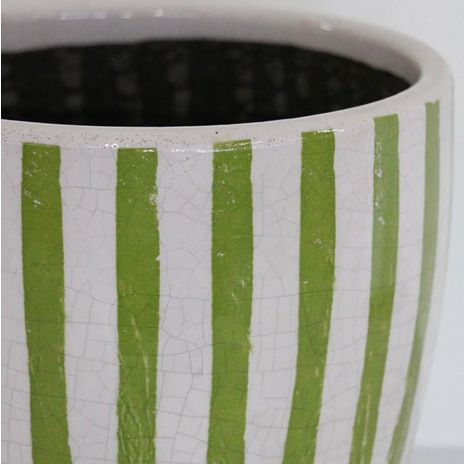 Lime Stripe Planter - The Flower Crate
