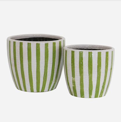 Lime Stripe Planter - The Flower Crate