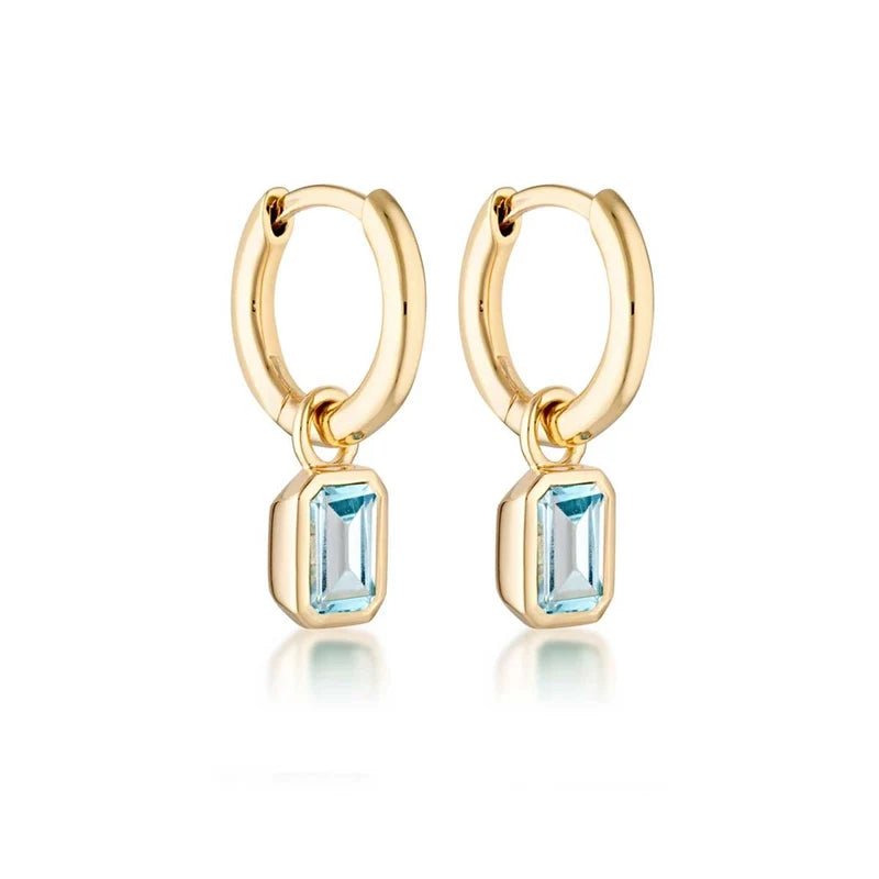 Linda Tahija - Gemme Huggie Earrings, Blue Topaz - The Flower Crate