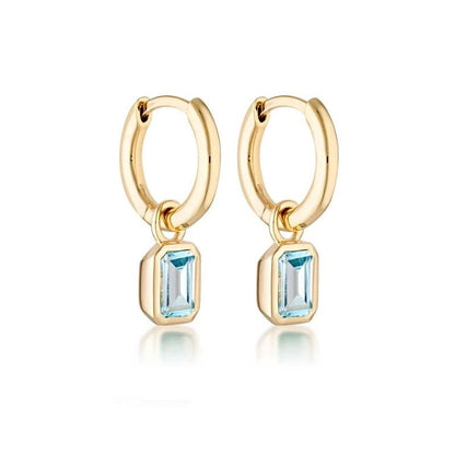 Linda Tahija - Gemme Huggie Earrings, Blue Topaz - The Flower Crate