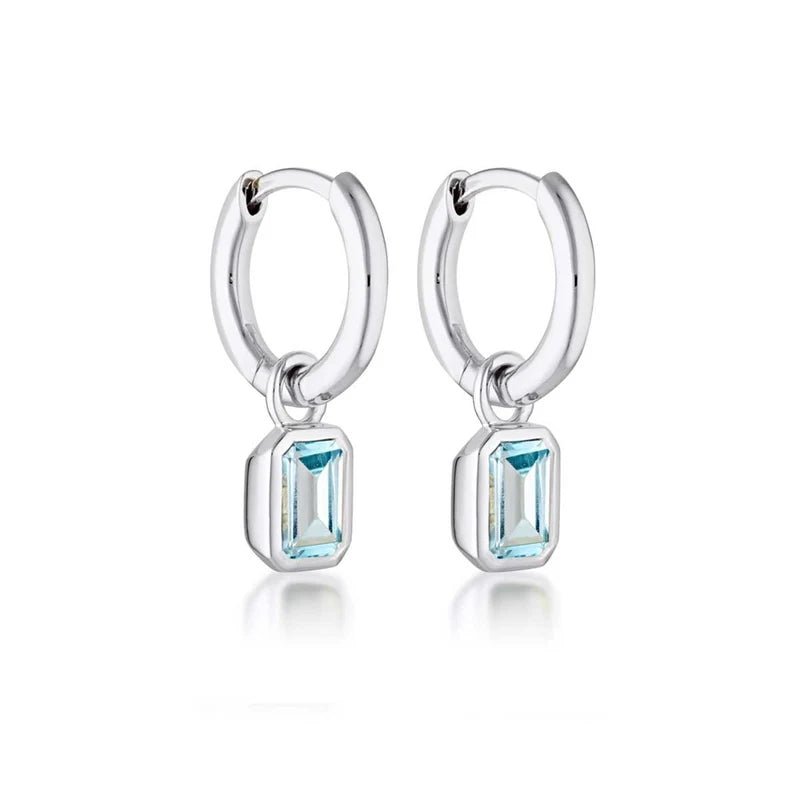 Linda Tahija - Gemme Huggie Earrings, Blue Topaz - The Flower Crate