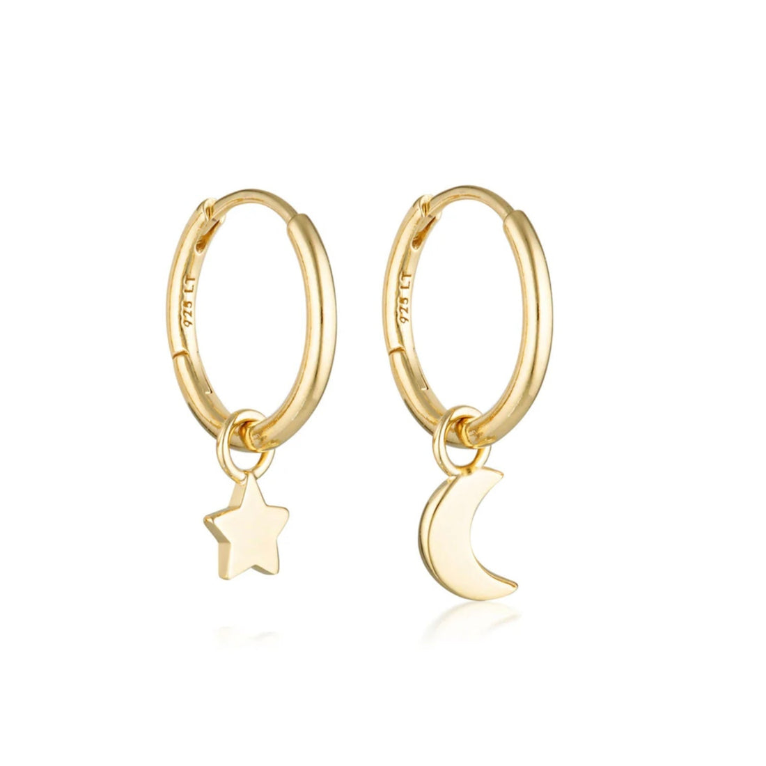 Linda Tahija - Star &amp; Moon Huggie Earrings - The Flower Crate