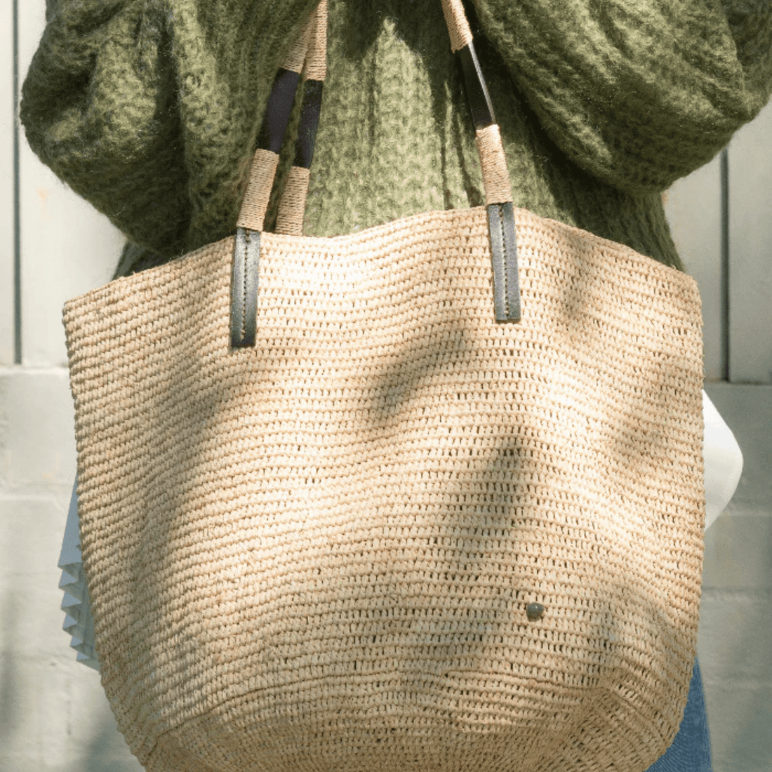 Made in Mada - Alice Raffia &amp; Leather Bag - The Flower Crate