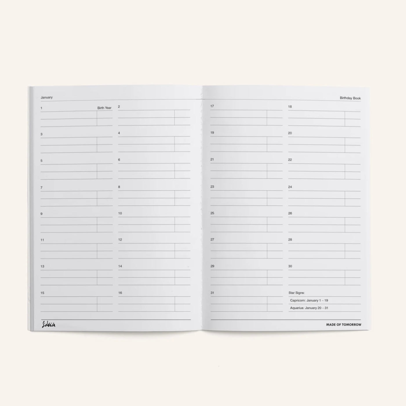 Made of Tomorrow - Sidekick Journal, Birthday Book - The Flower Crate