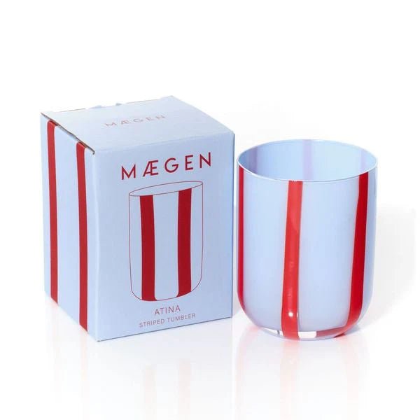 Maegen - Alina Drinking Glass, Blue &amp; Red - The Flower Crate
