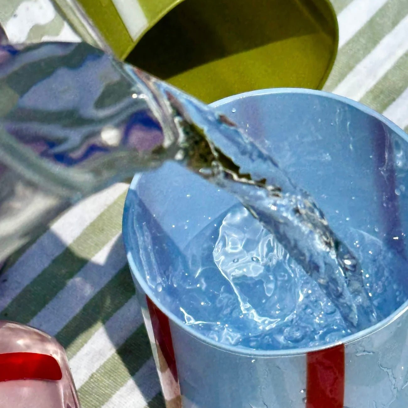 Maegen - Alina Drinking Glass, Blue &amp; Red - The Flower Crate