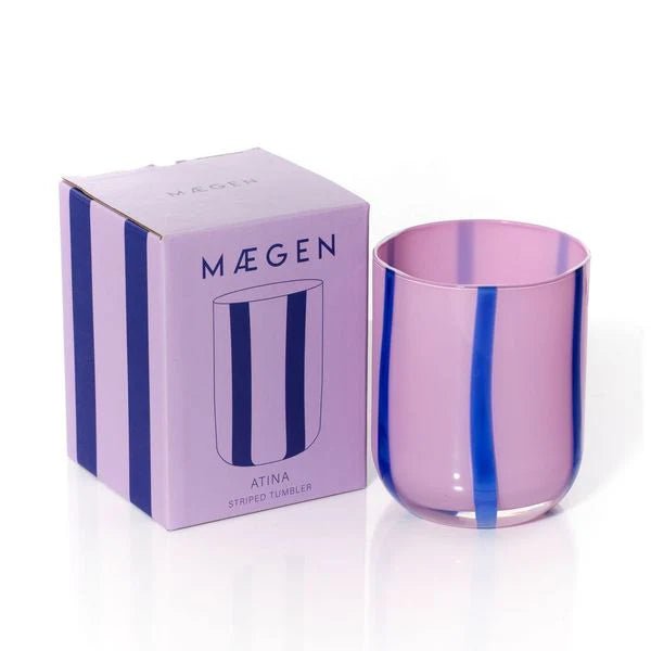Maegen - Alina Drinking Glass, Lilac &amp; Navy - The Flower Crate