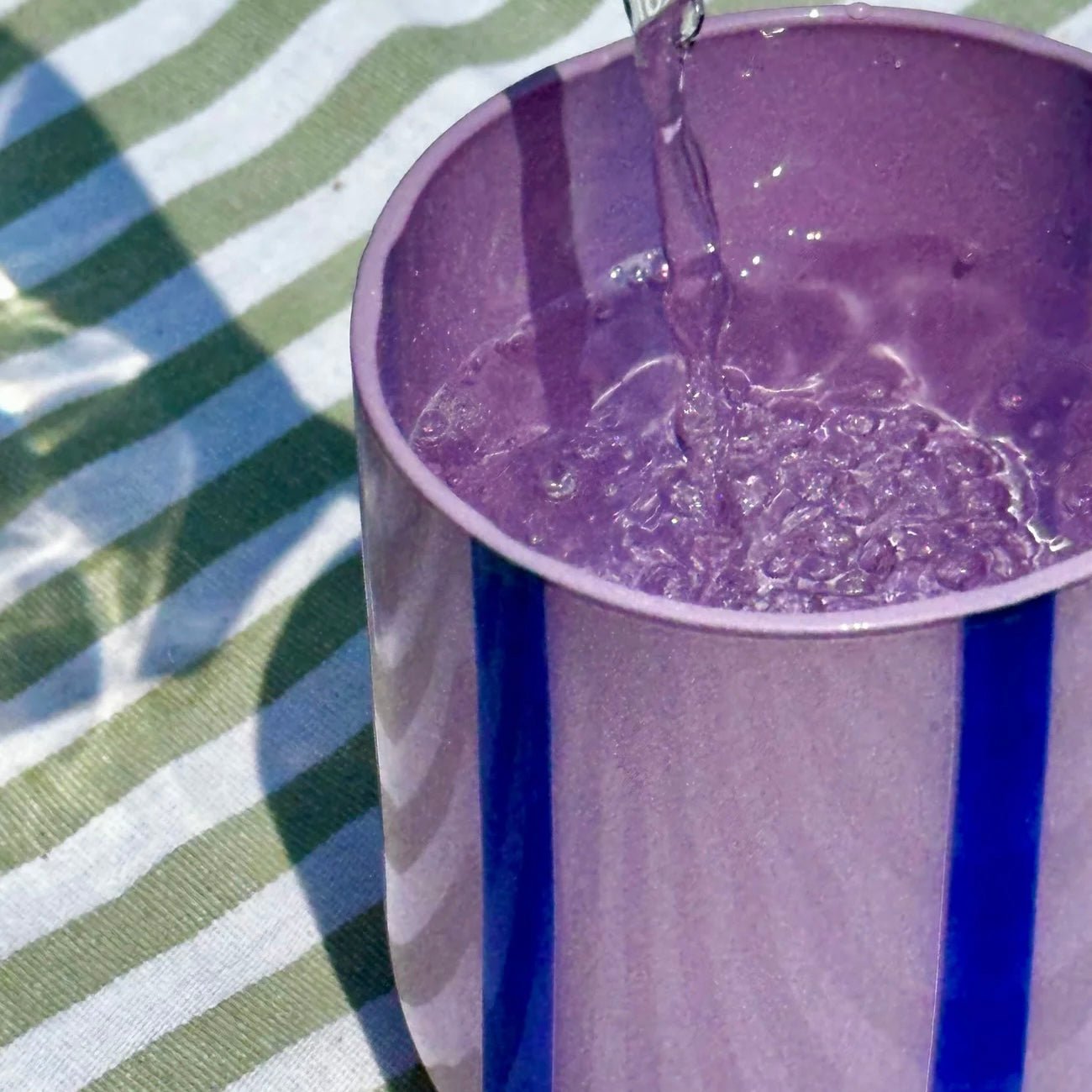 Maegen - Alina Drinking Glass, Lilac &amp; Navy - The Flower Crate