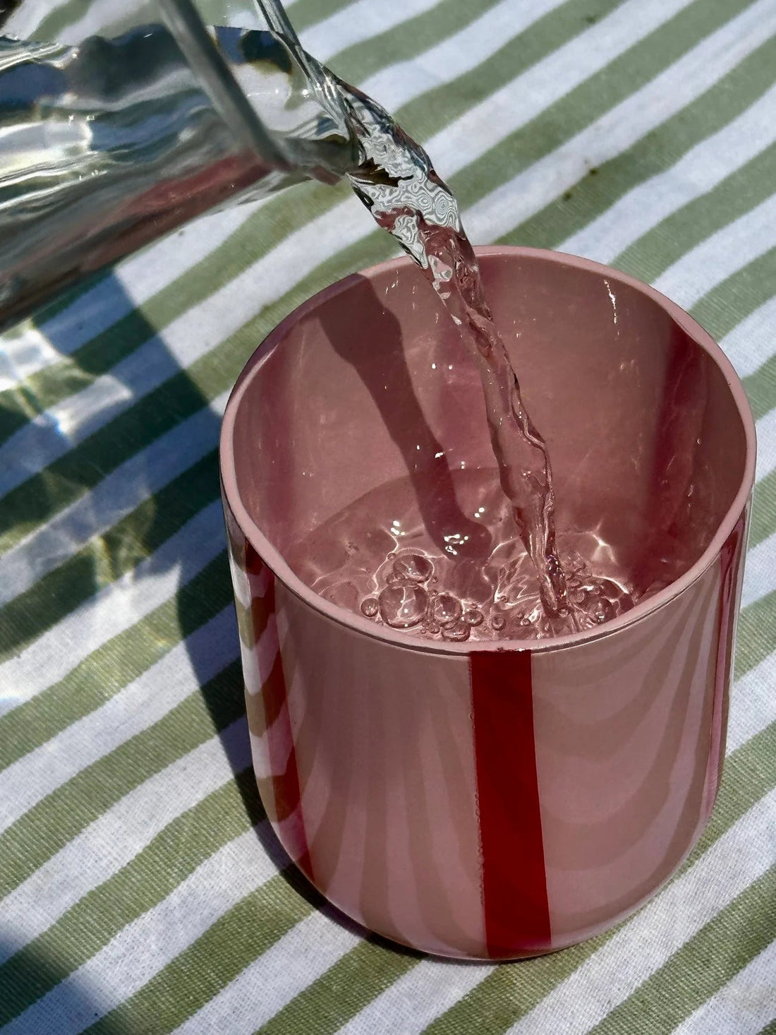 Maegen - Alina Drinking Glass, Red &amp; Pink - The Flower Crate