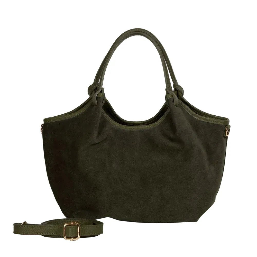 Maison Fanli - Hector Suede Leather Handbag, Khaki - The Flower Crate