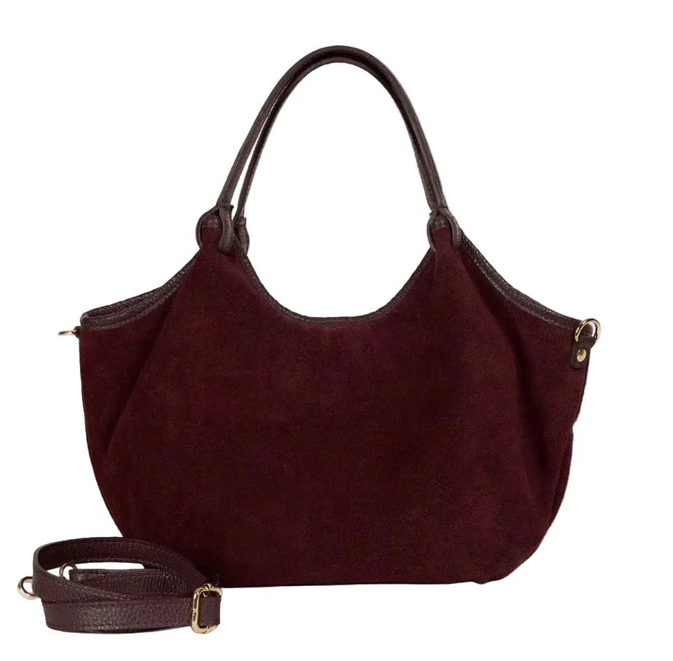 Maison Fanli - Hector Suede Leather Handbag, Plum - The Flower Crate