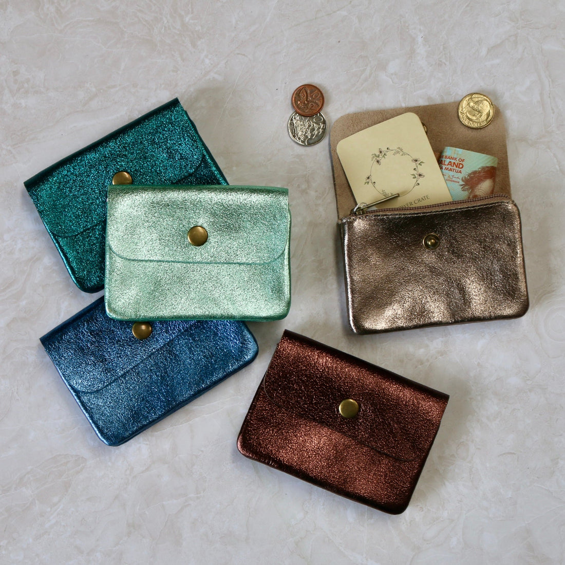 Maison Fanli - Metallic Leather Coin Purse - The Flower Crate