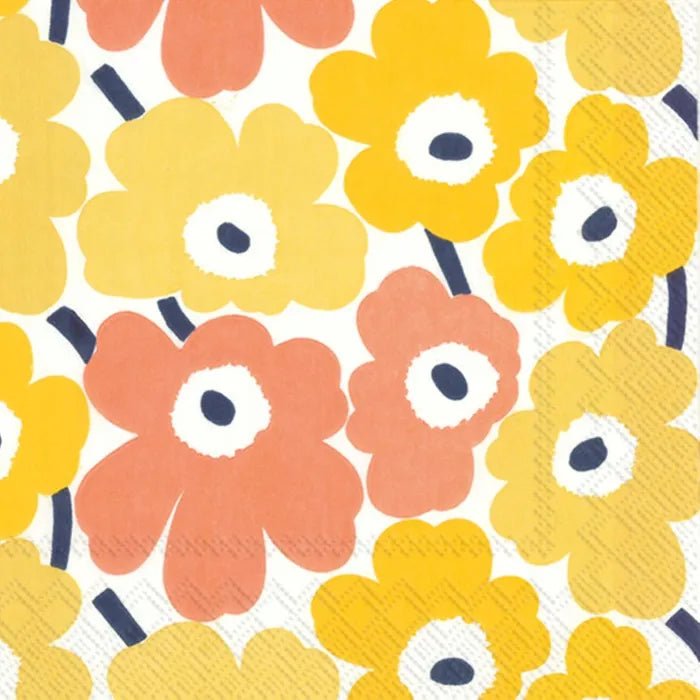 Marimekko - Unikko Yellow Cocktail Napkins - The Flower Crate