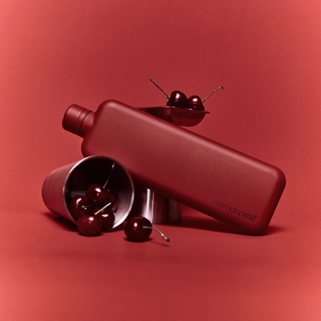 Memobottle - Slim Stainless Steel, Red - The Flower Crate