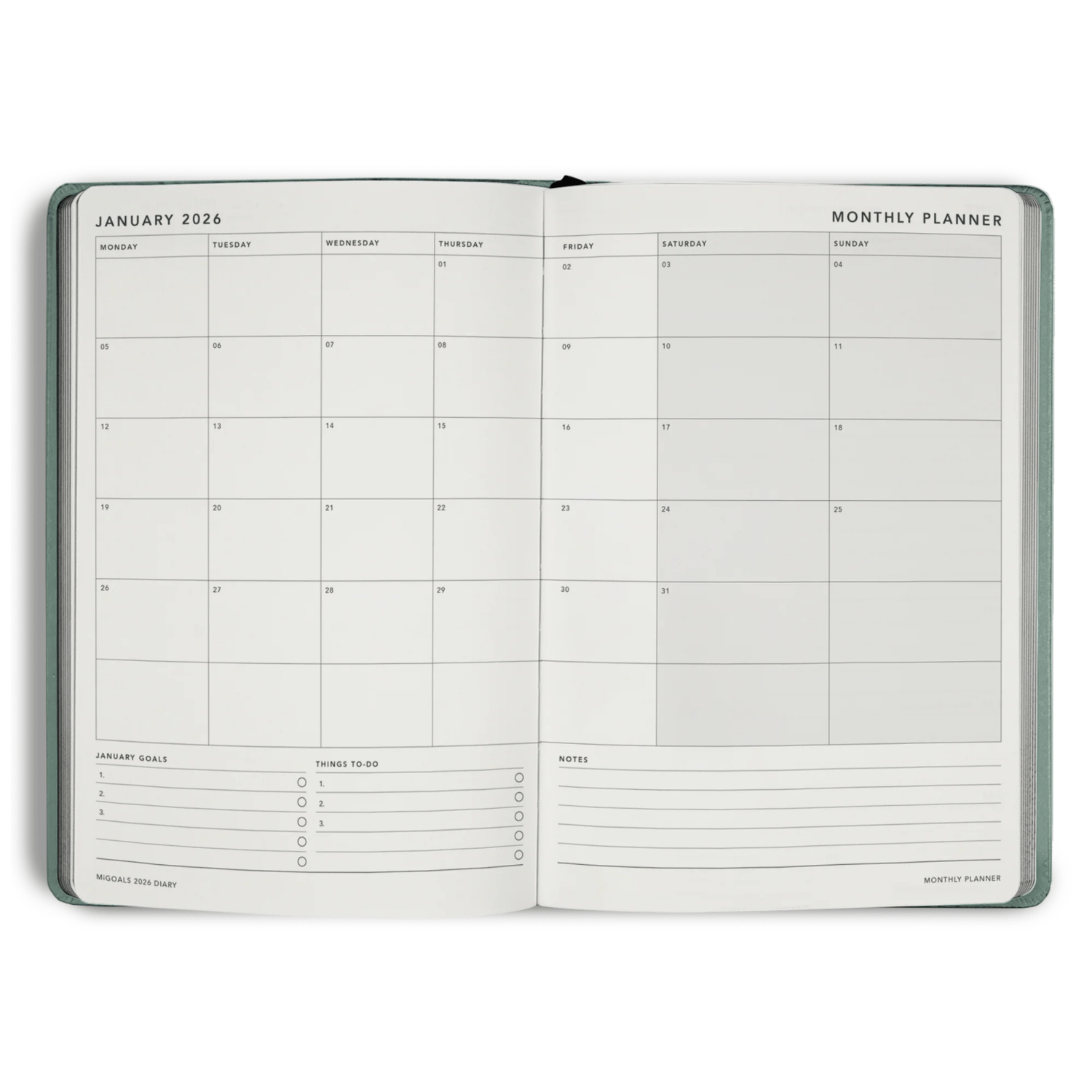 MiGoals - 2026 Sea Green &quot;From the Little Things&quot; Weekly Notes Diary - The Flower Crate