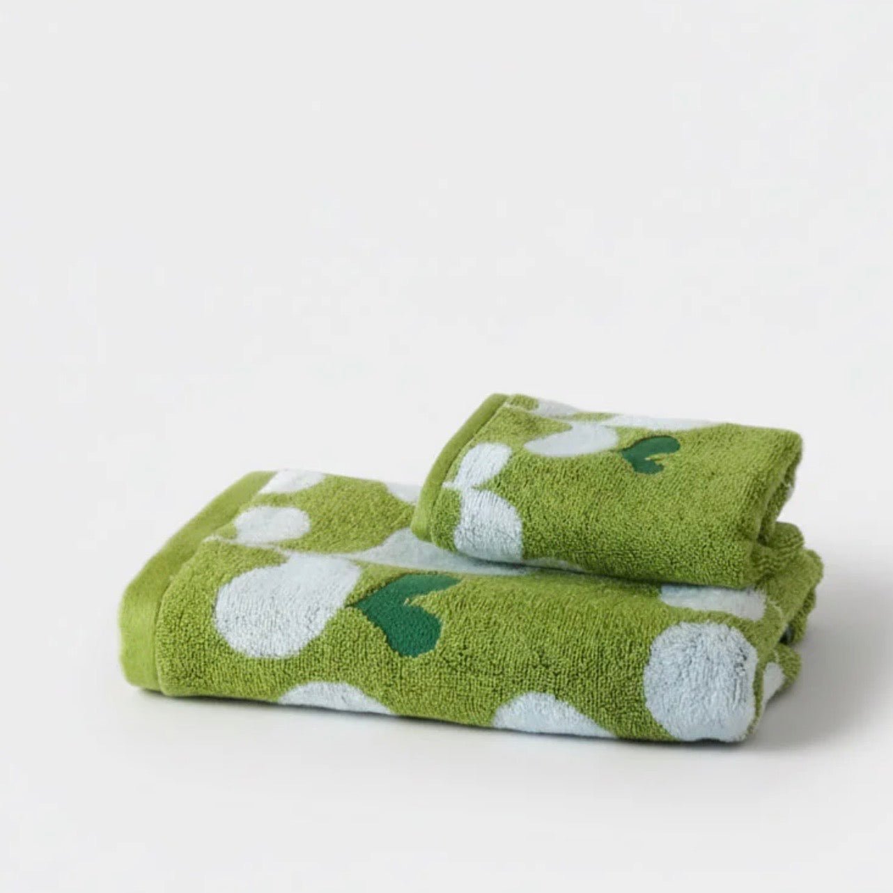 Murakami Pile - Heart Leaf Hand Towel, Green - The Flower Crate