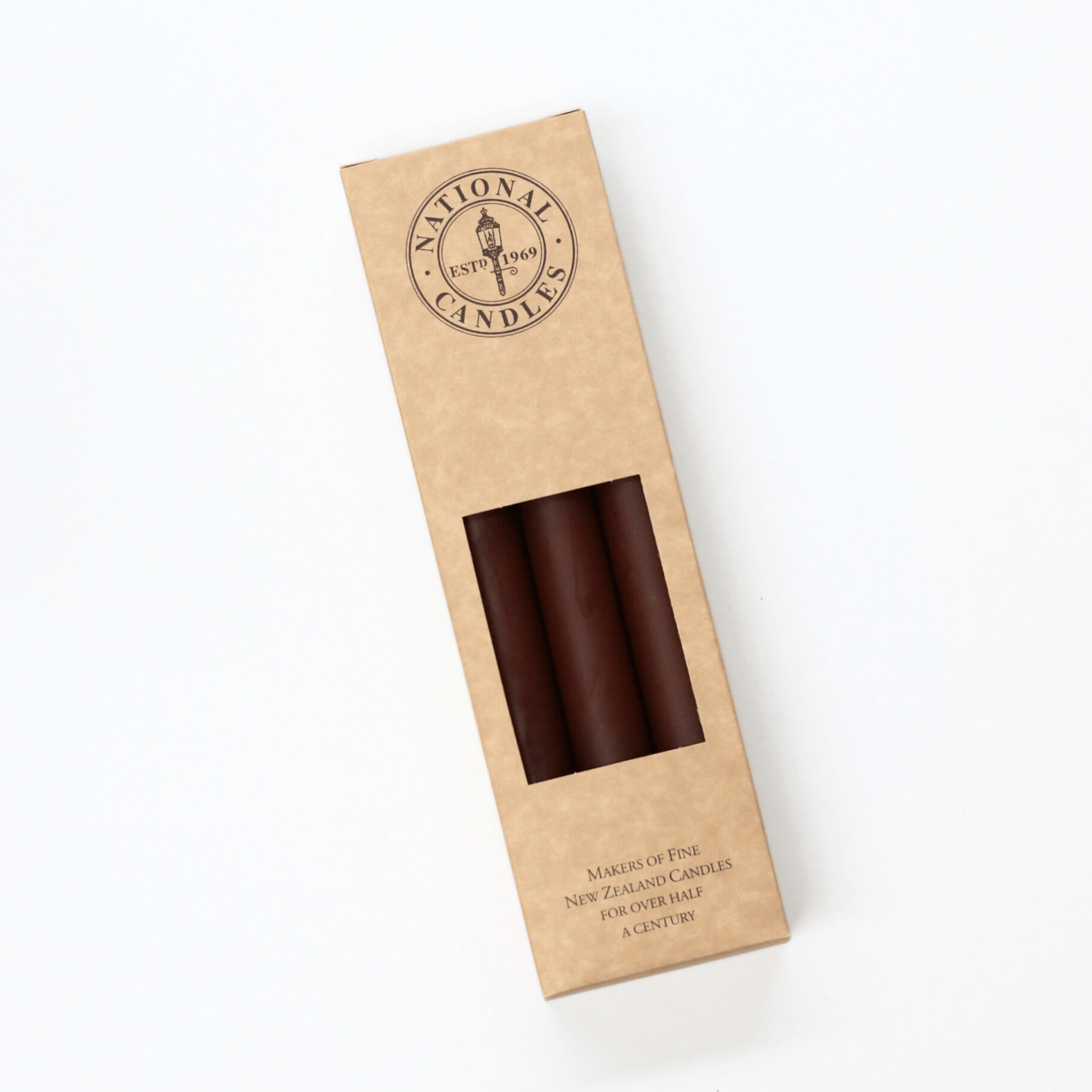 National Candles - Household Taper, Chocolate - The Flower Crate