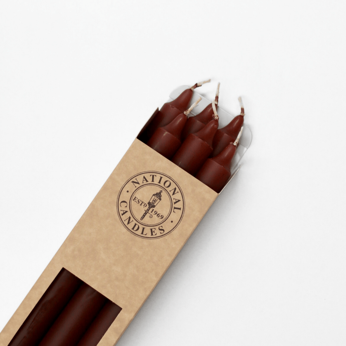 National Candles - Household Taper, Chocolate - The Flower Crate