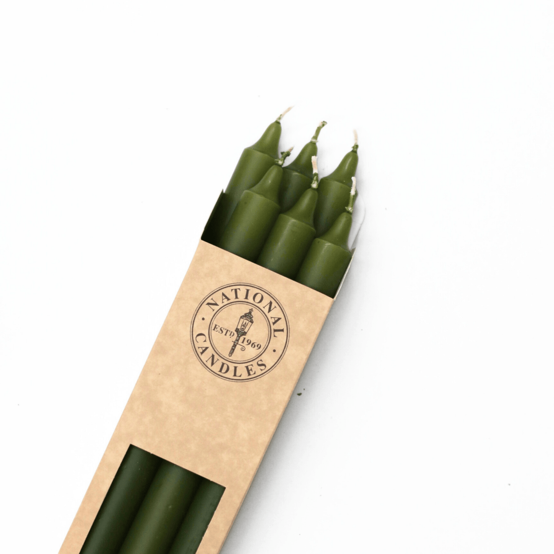 National Candles - Household Taper, Olive - The Flower Crate