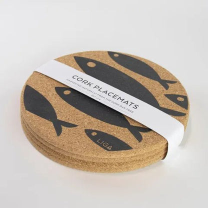 Natural Cork Placemats - Grey Fish - The Flower Crate