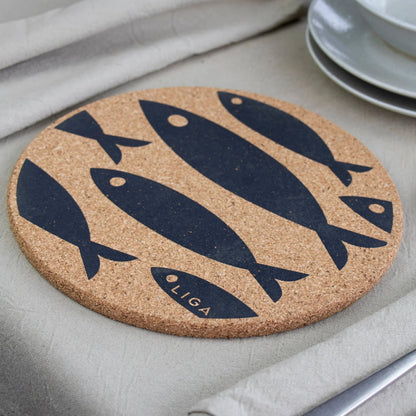 Natural Cork Placemats - Grey Fish - The Flower Crate