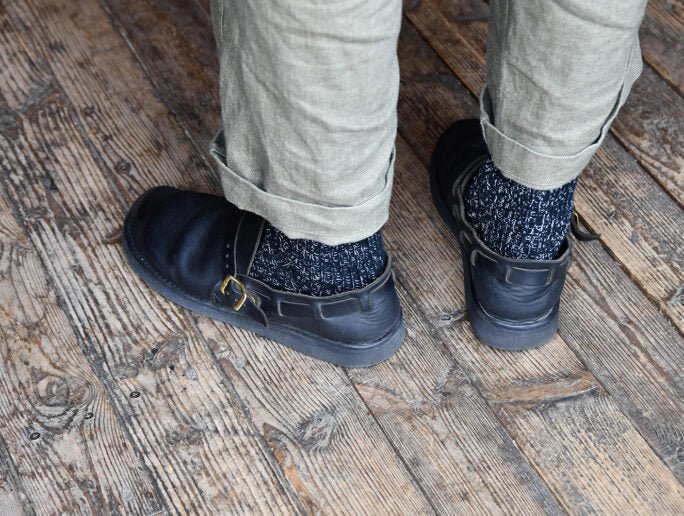 Nishiguchi Kutsushita - Boston Denim Blue Cotton Socks - The Flower Crate