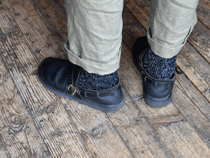 Nishiguchi Kutsushita - Boston Denim Blue Cotton Socks - The Flower Crate