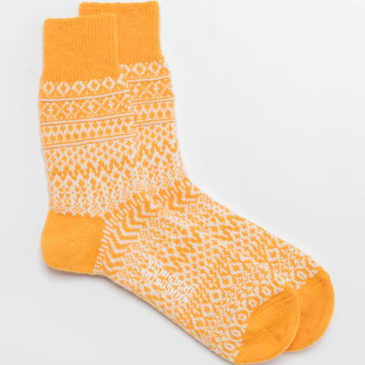 Nishiguchi Kutsushita - Oslo Lantern Orange Wool Socks - The Flower Crate