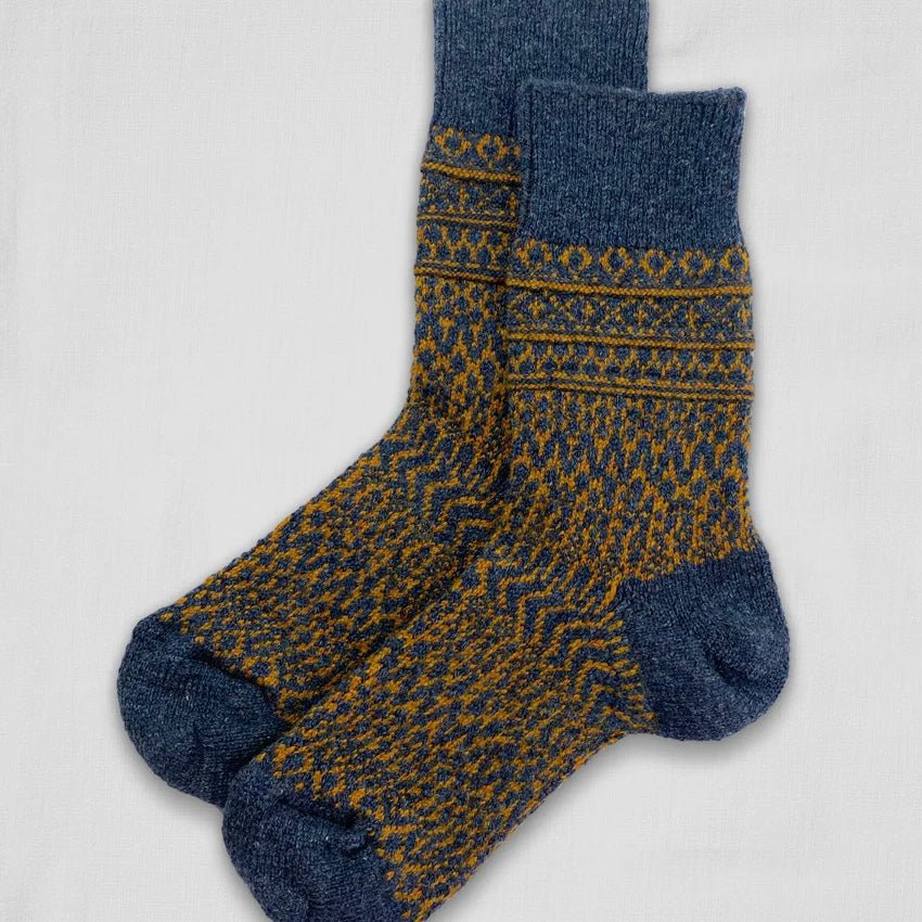 Nishiguchi Kutsushita - Oslo Navy Wool Socks - The Flower Crate