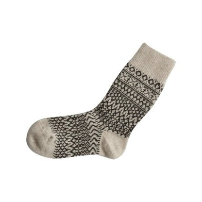 Nishiguchi Kutsushita - Oslo Wool Jacquard Socks, Oatmeal - The Flower Crate