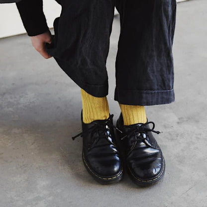 Nishiguchi Kutsushita Socks - Linen Ribbed Praha - The Flower Crate