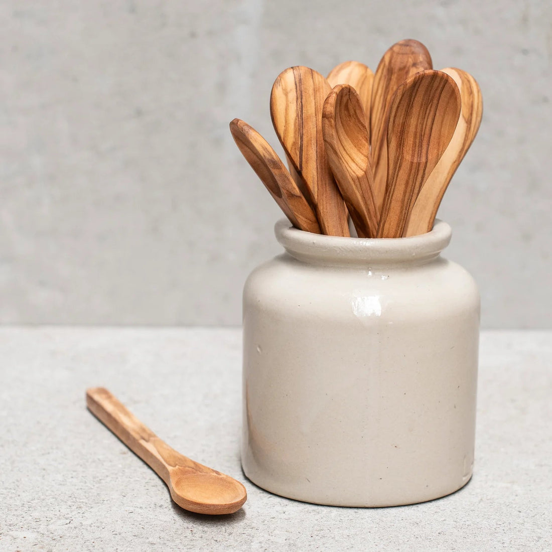 Olive Wood Mustard Spoon - The Flower Crate