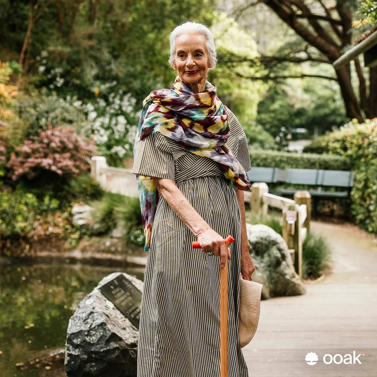 Ooak - Uno Walking Stick, Coral &amp; Oak - The Flower Crate