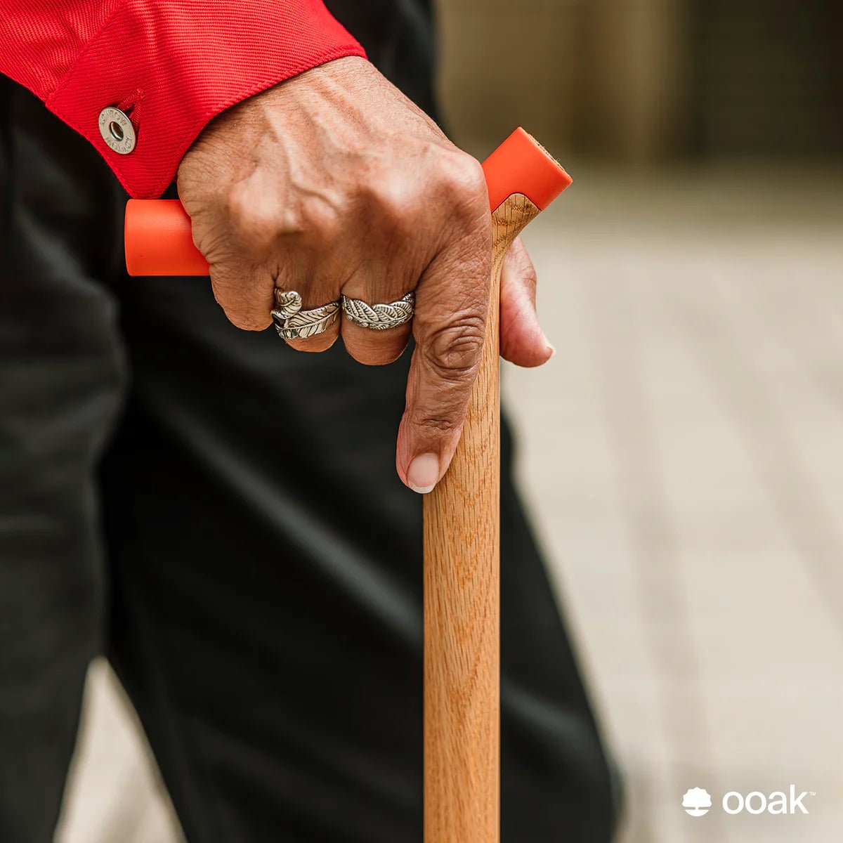 Ooak - Uno Walking Stick, Coral &amp; Oak - The Flower Crate