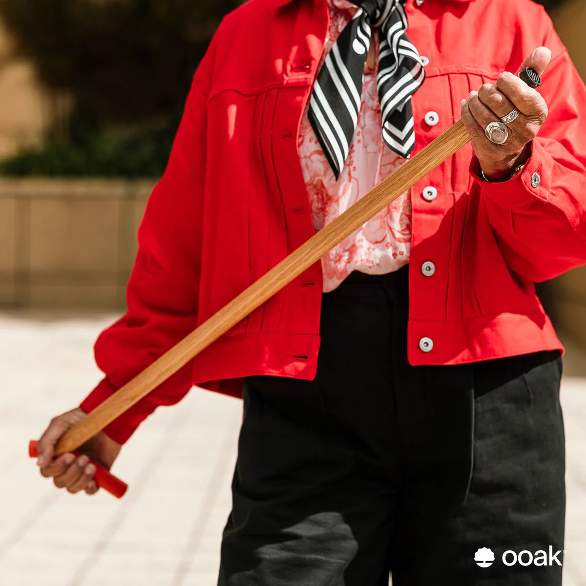 Ooak - Uno Walking Stick, Coral &amp; Oak - The Flower Crate