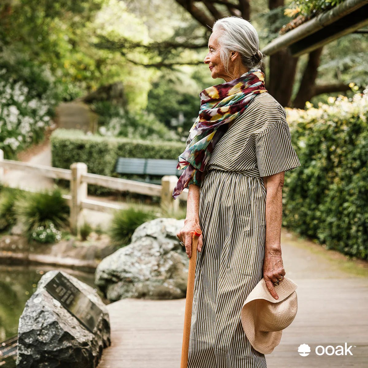 Ooak - Uno Walking Stick, Coral &amp; Oak - The Flower Crate
