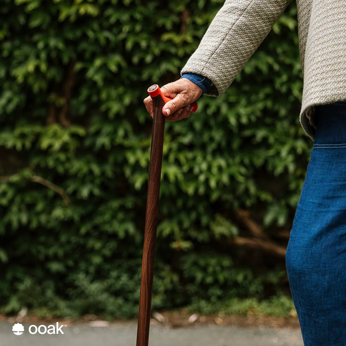 Ooak - Uno Walking Stick, Coral &amp; Walnut - The Flower Crate