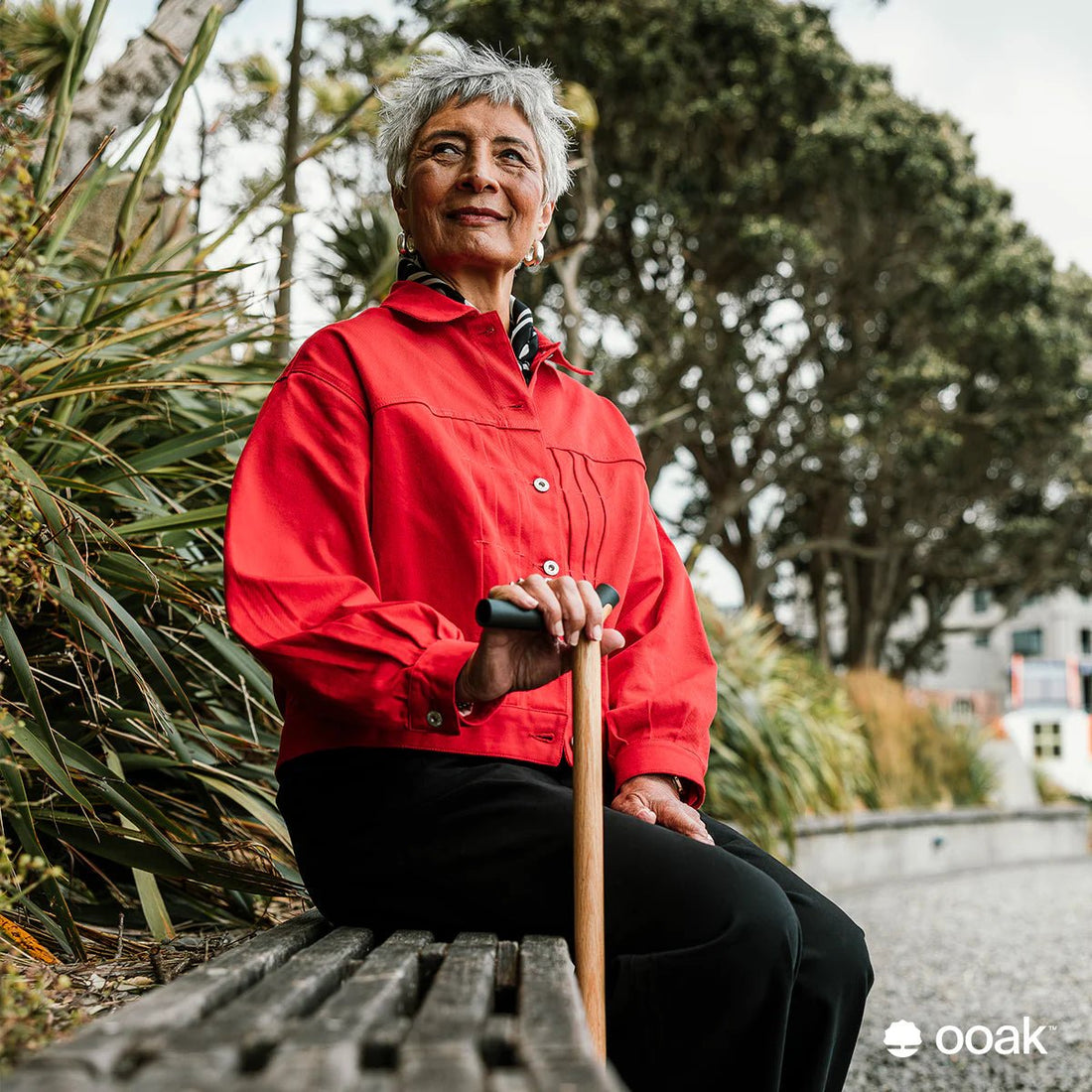 Ooak - Uno Walking Stick, Graphite &amp; Oak - The Flower Crate